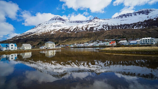 Village Reflections in the Water in Iceland